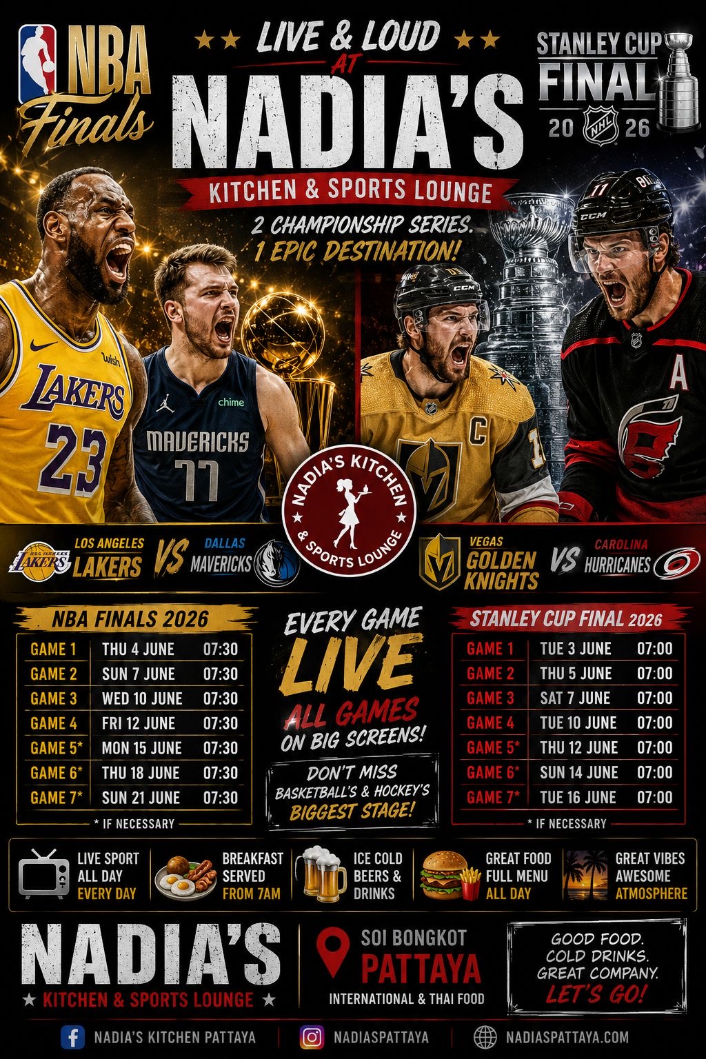 NBA Finals & NHL Stanley Cup Finals at Nadia's