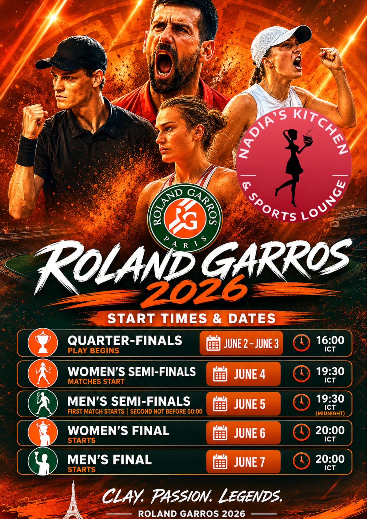 Roland Garros 2026 at Nadia's