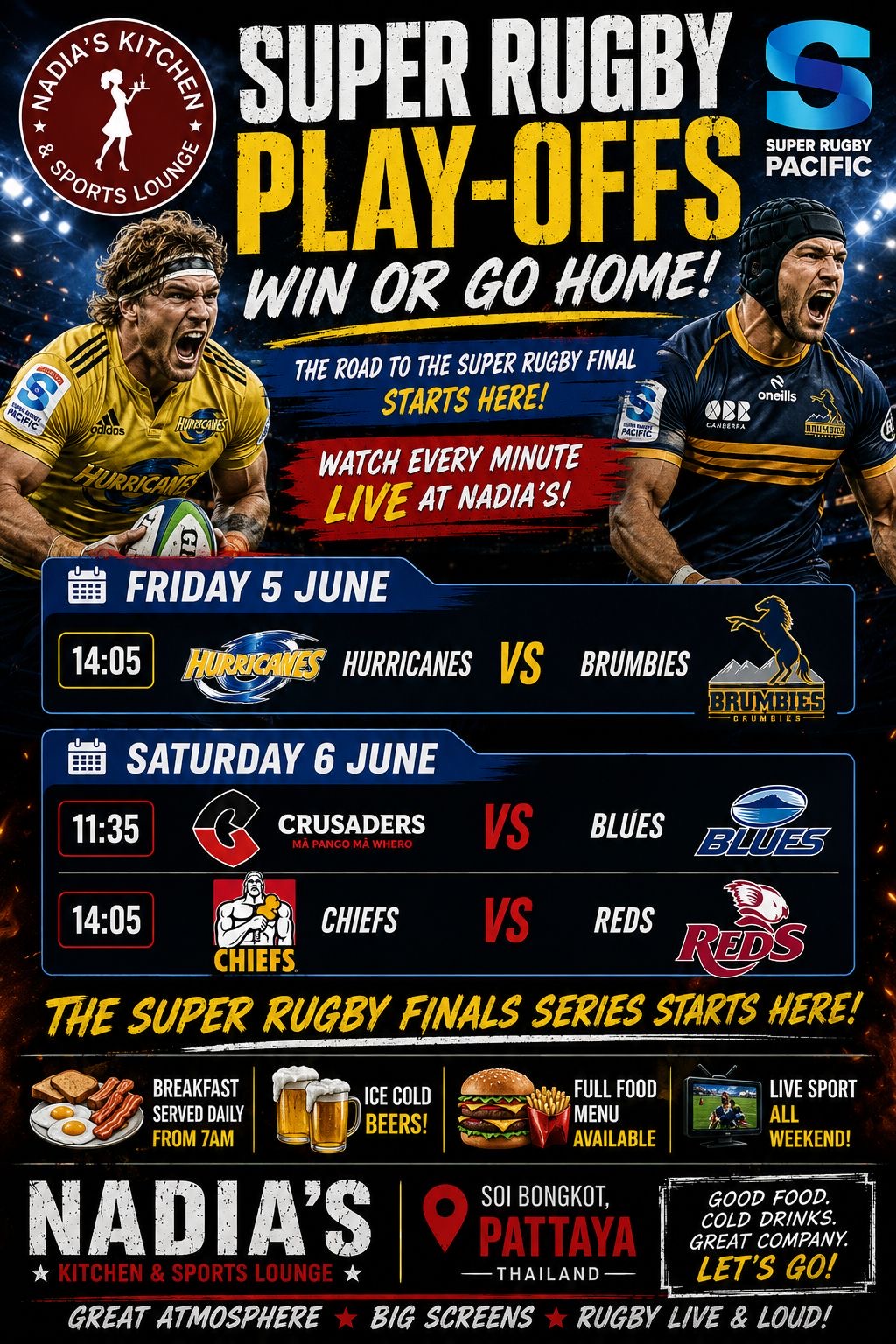 Super Rugby Play-offs at Nadia's